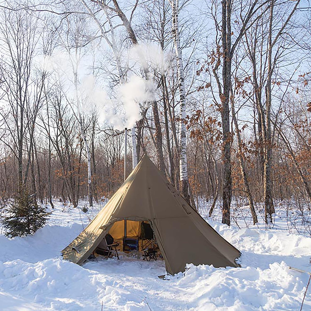POMOLY Tipi Tent Camping Hot Tents, Bromance 70 Pyramid with 3 Stove Jacks for 2-4 Person Hiking Hunting (with Inner Tent)