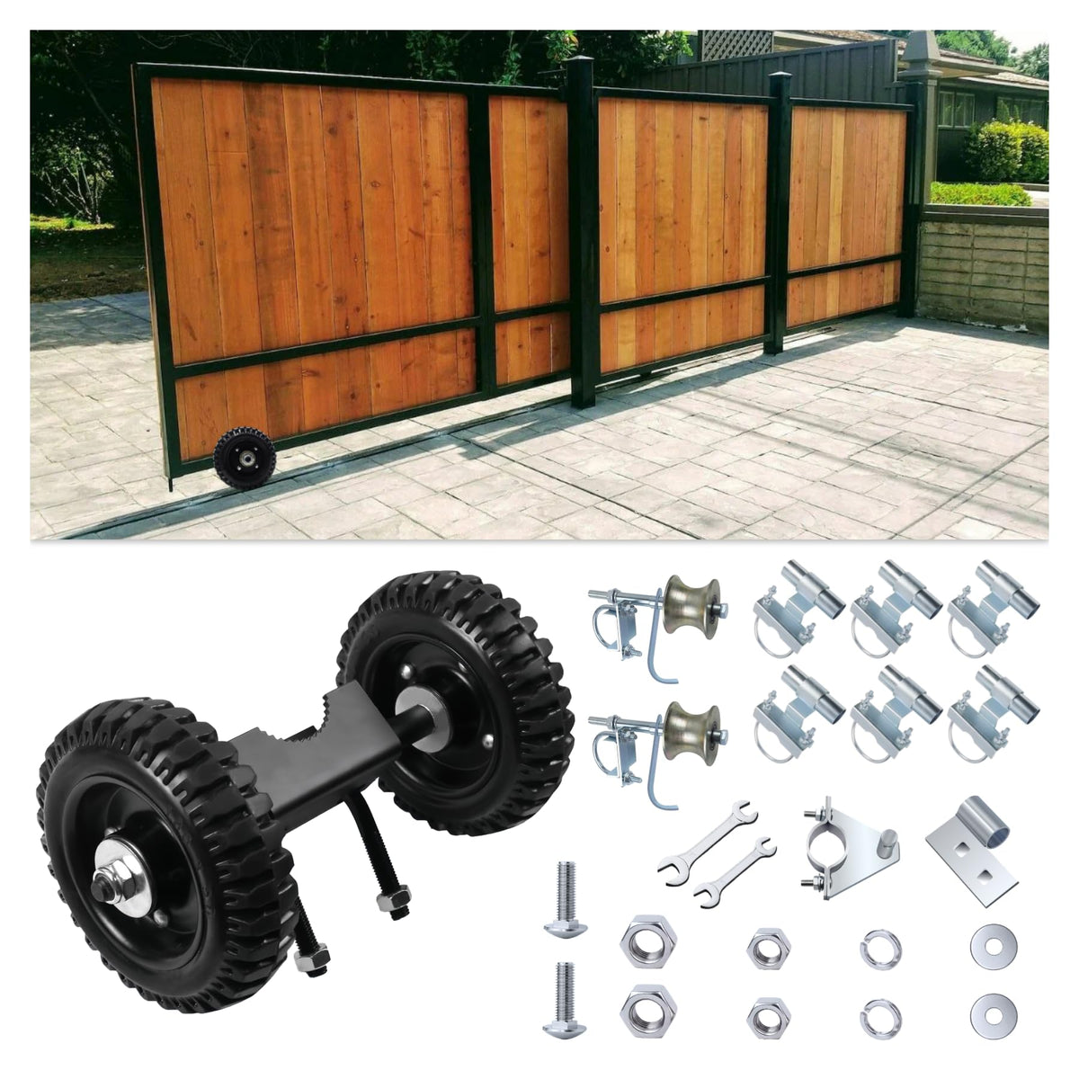 Jeogejin Rolling Gate Hardware Kit for Chain Link Gate Sliding Gate Hardware, Suitable for Sliding Gate Construction in Various Scenarios(Farm, Ranch, Yard)