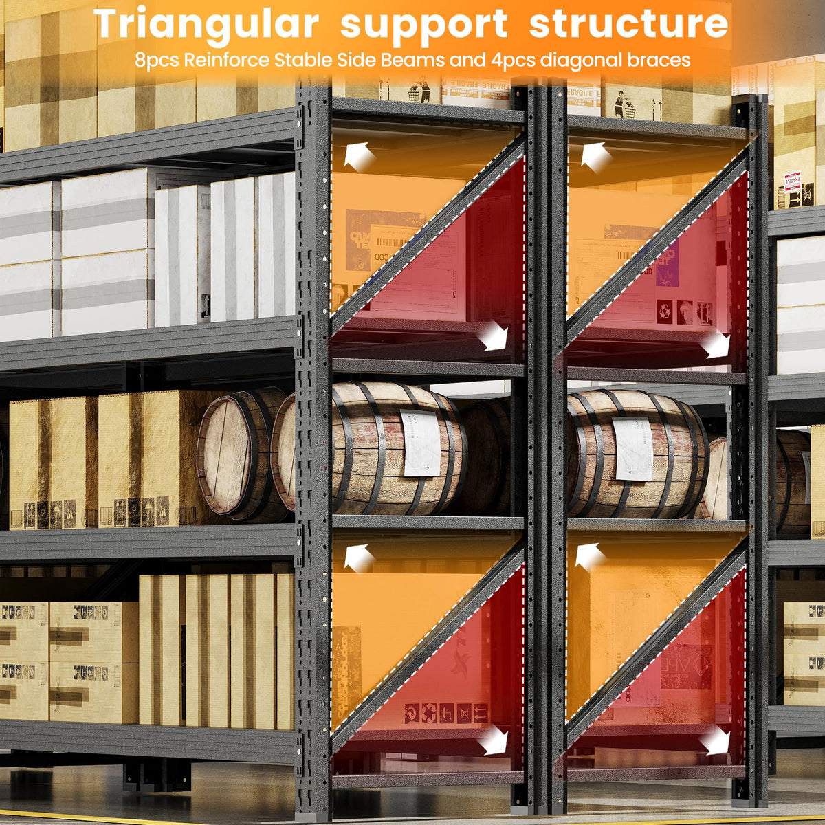 AFAIF 60" W Metal Shelving Heavy Duty, 24" Deep Large Storage Shelves, 4 Tier Tall Steel Industrial Shelving, 5000 LBS Adjustable Standing Shelf for Warehouse/Shop 60" W x 24" D x 70" H