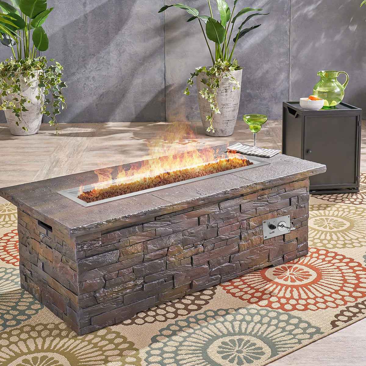 Stanbroil 48 x 6 Inch Linear Natural Gas Fire Pit Burner with Spark Ignition Kit, Stainless Steel Gas Fire Pit Kit Insert for DIY Fireplace, 91,000 BTU'S Max