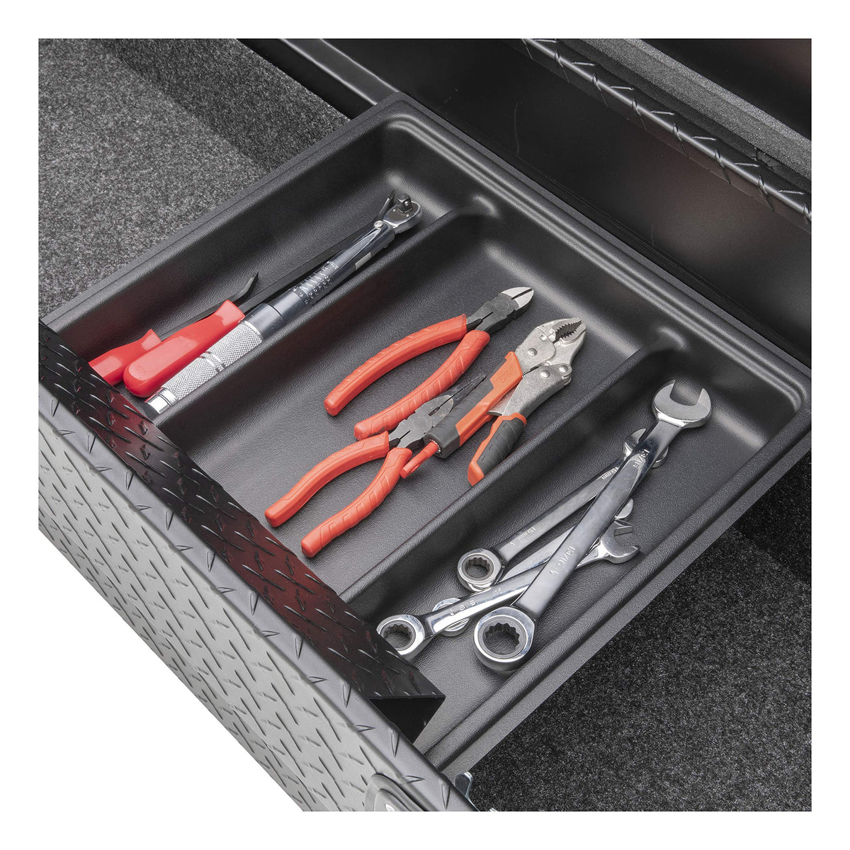 UWS EC10013 Secure Lock 69-Inch Matte Black Heavy-Wall Aluminum Truck Tool Box with Low Profile, RigidCore Lid