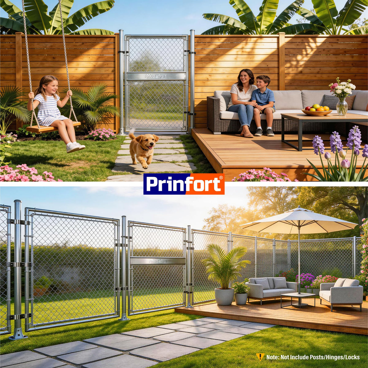 4x5FT(43.3" W x 59.0" H) Heavy Duty Chain Link Gate Easy Installation, Galvanized Steel Chain Link Gate Kit for Yard丨Pet Enclosure丨Backyard(Includes Galvanized Steel Pipes)