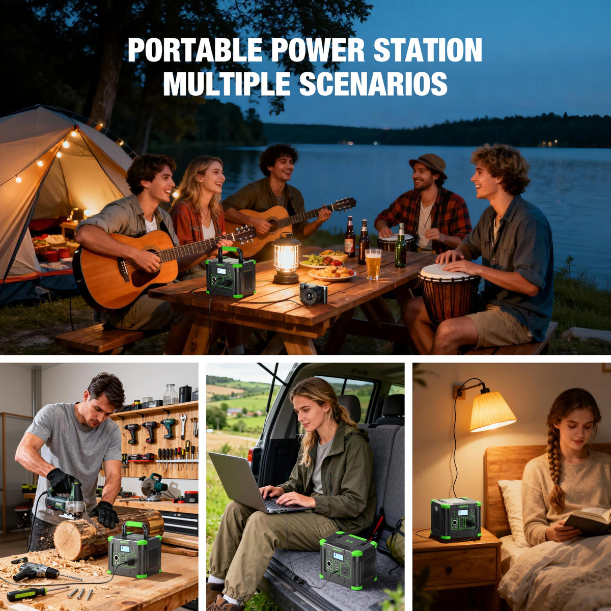 Portable Power Station 330W, GRECELL 288.6Wh Solar Generator with 60W USB-C PD Output, 120V Pure Sine Wave AC Outlet Backup Lithium Battery for Outdoors Camping Travel Home Blackout