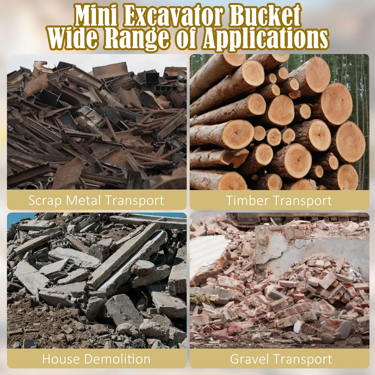 Upgrade Excavator Grapple Attachment for 0.8-1.8 Ton Mini Excavators, Wood Log Grapple with 2 Pins, 3.54in Span & 0.98in Hole, Excavator Grabber for Land Clearing, Logs, Rock, Scrap Handling