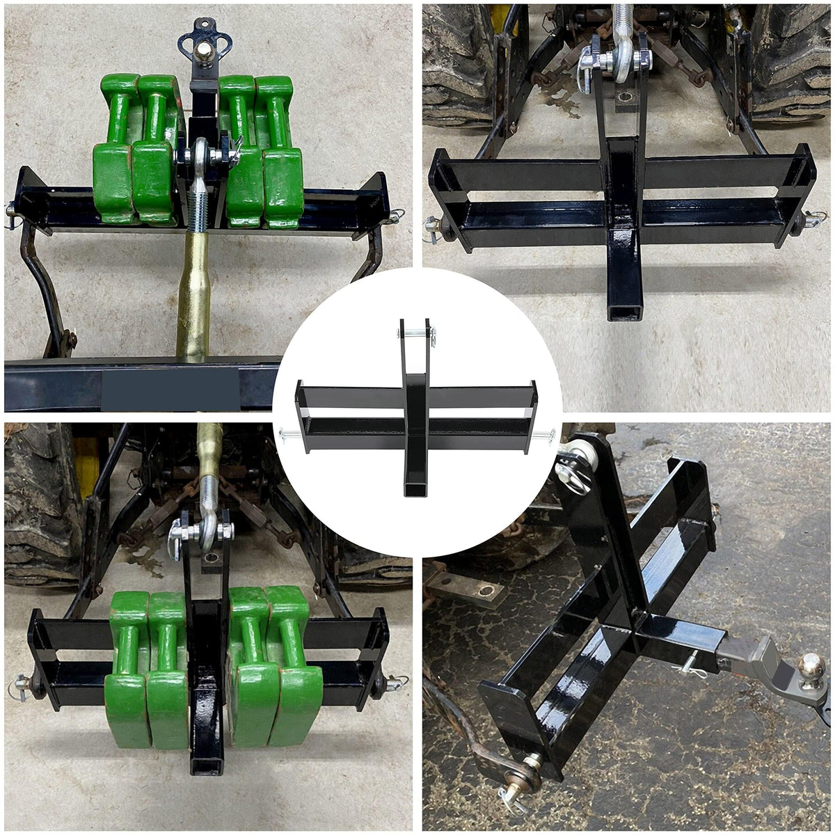 Garvee 3 Point Trailer Hitch 2" Receiver and Towing Ball Hitch with Hook Heavy Duty Cat.1 Tractor Drawbar 3Pt Quick Hitch Attachment for Kubota, Category 1 Subcompact Tractor Farm Equipment