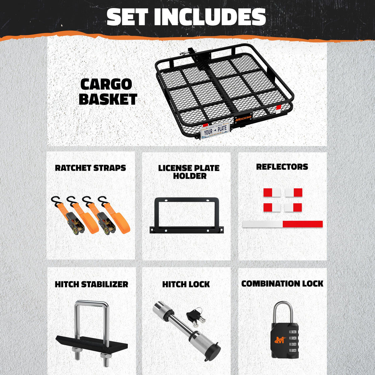Mockins 40"x40"x6" Extra Deep Square Trailer Hitch Cargo Carrier w/Plate Bracket | 500 Lbs Cap Heavy-Duty Cargo Hitch Carrier for Generators, Appliances, Coolers | Luggage Rack for SUV, Car & Truck