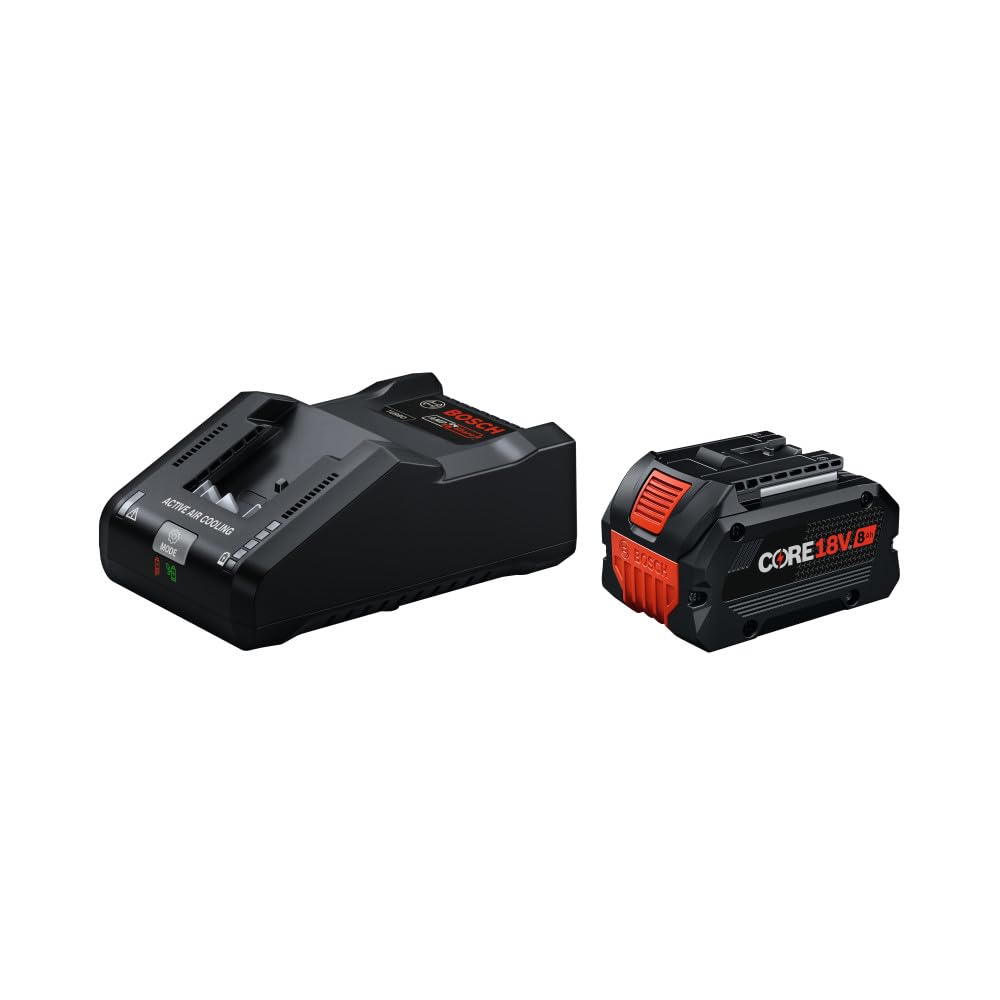 Bosch GXS18V-30N18 18V Starter Kit with (1) CORE18V® 8 Ah High Power Battery and (1) 18V 16 Amp Battery Turbo Charger