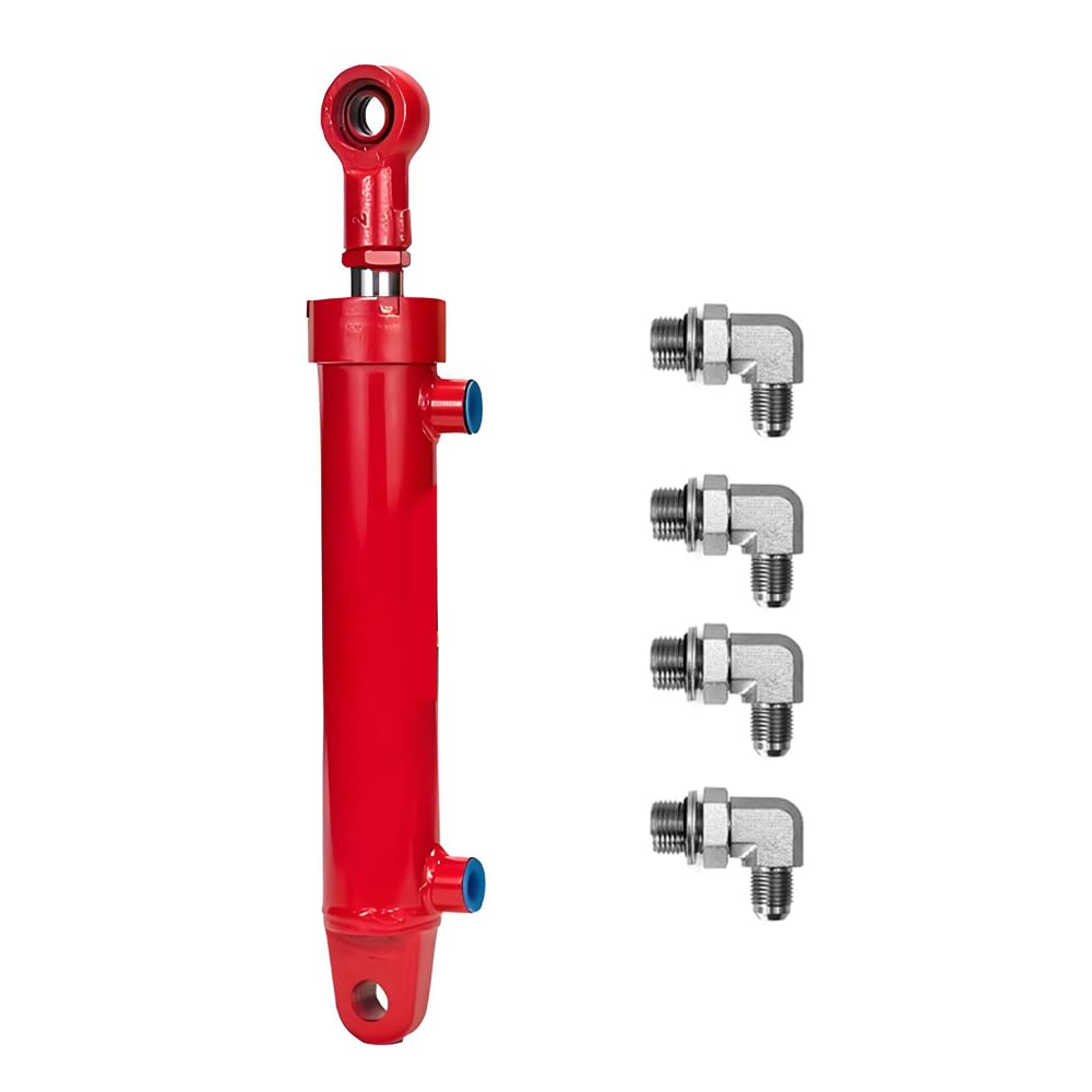 RHKING 2x8 Hydraulic Cylinder 3 Ton Double Acting Welded Hydraulic Cylinder 2" Bore x 8" Stroke with 3/8" JIC 37°(9/16"-18 Thread) Hydraulic End Connectors Maximum Thrust Force 6613lbs