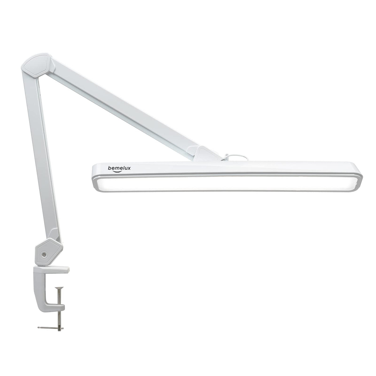 Bemelux LED Architect Desk Lamp with Clamp, Metal Swing Arm 2000 Lumens Dimming Office Table Lamp for Task Work Drafting Reading Desktop, 234 LEDs,24W, 5 Color Temperatures Workbench Lamp(White,24CCT)