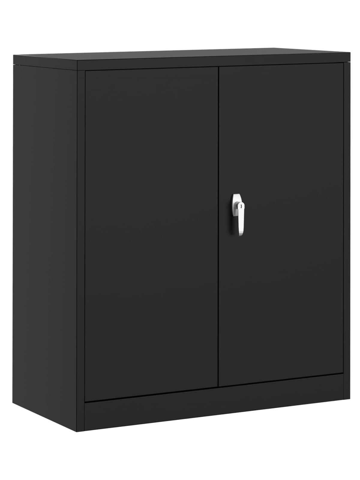 Wall Cabinet Metal Storage Cabinet with Lockable Double Doors, Adjustable Shelves, Heavy Duty Steel Garage Cabinet, Rust-Resistant Hanging Cabinets for Home, Office, Utility Room, Easy Assembly, Black