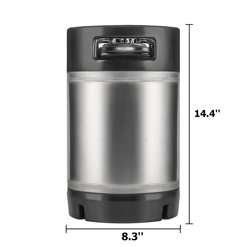 TMCRAFT New 2.5 Gallon Ball Lock Keg, Stainless Steel Beer Keg with Dual Rubber Handle for Home Brew- 2 Pack