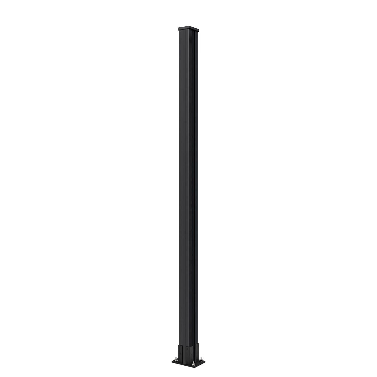 Mondaria 6.1 Feet Metal Above-Ground Posts for Wood-Plastic Composite Fence Installation,with Meat Base, Top and Button Covers, Screws(Set of 1)