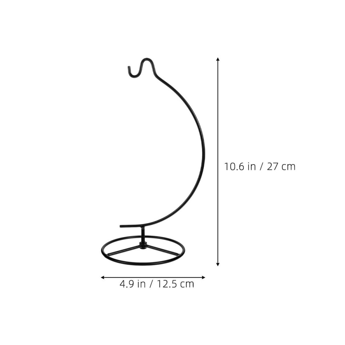 CONGARTENO Iron Hook Rack and Air Plant Planter Holder, 2Pcs Moon-Shaped Hanging Stand with Glass Ball Holder, Black Iron Pot Hanger for Home Décor and Indoor Plant Display