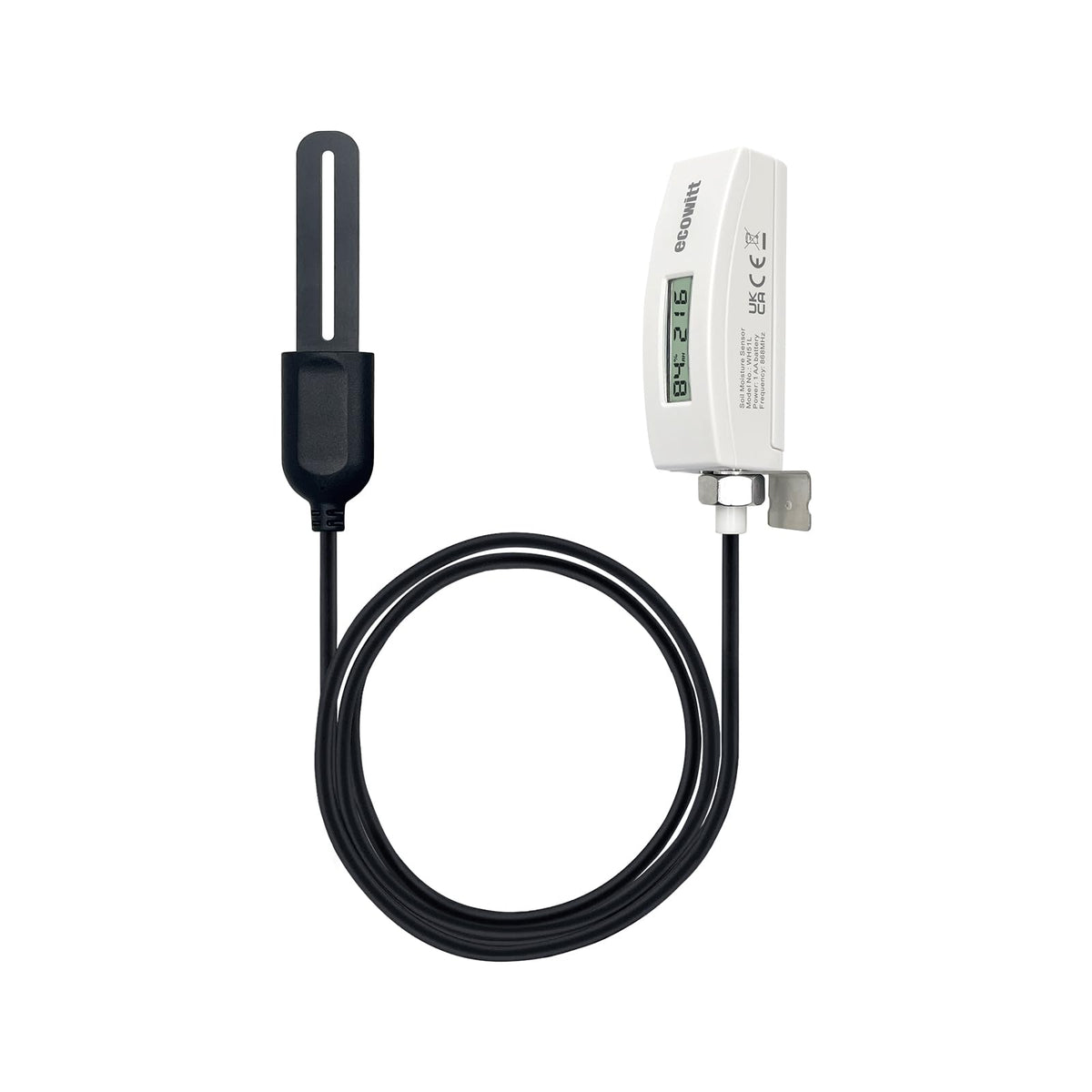 ECOWITT WH51L Soil Moisture Sensor with 1m/3.28ft PVC Wire Probe, LCD Display, Needs to Pair with Wi-Fi Gateway, 915 MHz