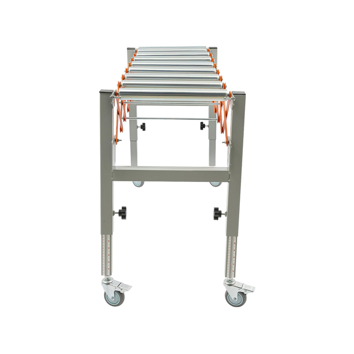 Adjustable Roller Conveyor 110LBS Telescopic Conveyor Roller Table with Scale Display & 2 Hooks Length 18'' to 51'' Height 20'' to 32'' Flexible Folding Turning Conveyor Belt 17'' Wide Conveyor Roller