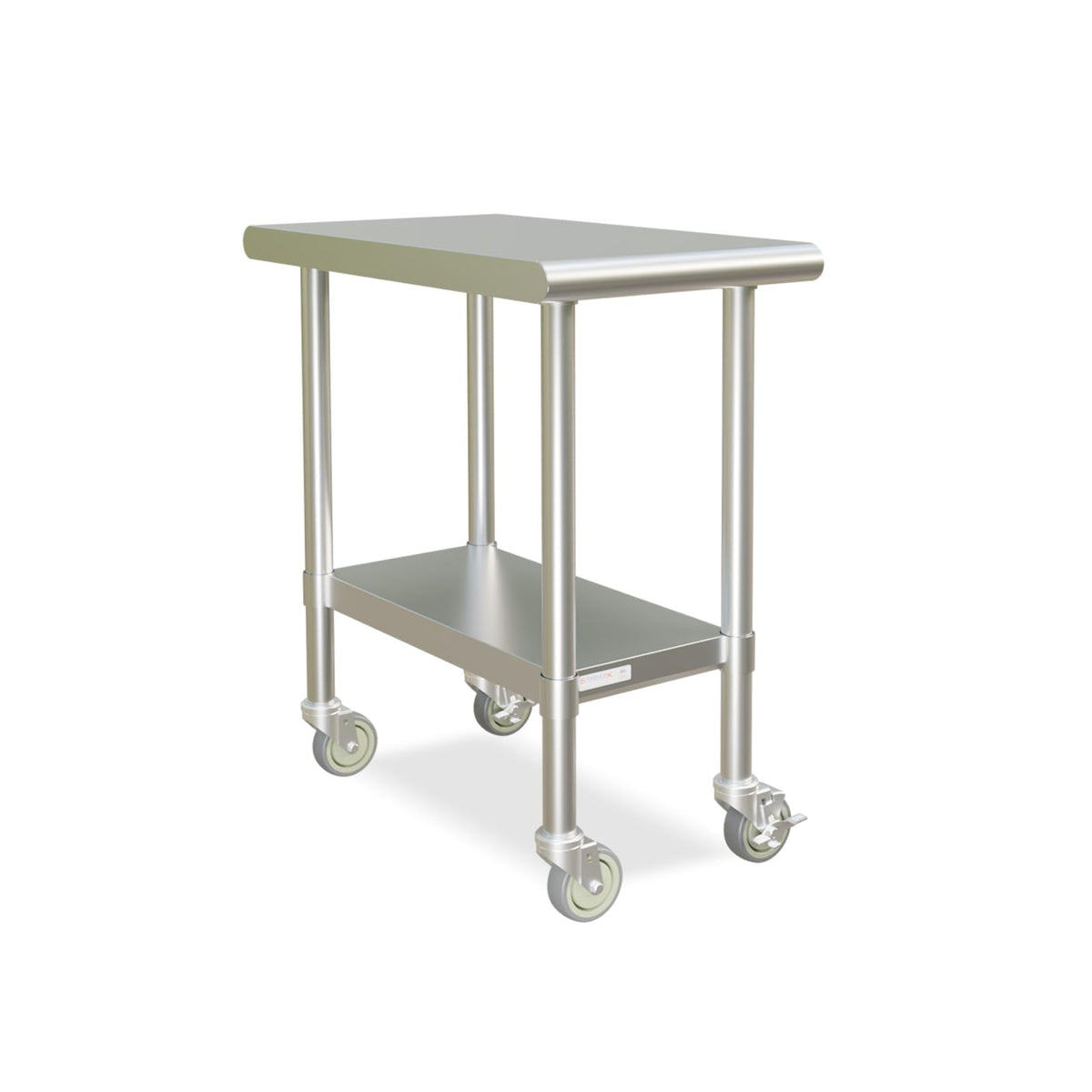 STABLEINK NSF Stainless Steel Small Table 18x30 Inches with Wheels, Metal Prep & Work Table with Adjustable Undershelf, for Commercial Kitchen, Restaurant, Hotel and Garage