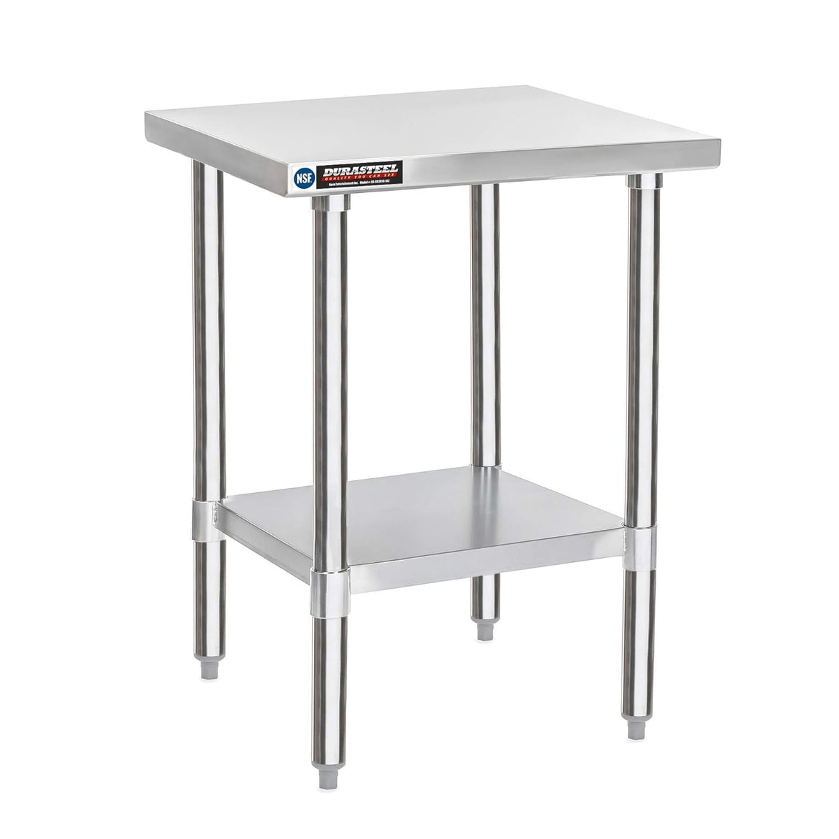 DuraSteel 30x24 Stainless Steel Work Table - NSF Commercial Prep Metal Table - Outdoor Pizza Oven Stand w/Under Shelf - Kitchen Island Laundry Utility Garage Microwave Stand Large Rolling Storage Cart