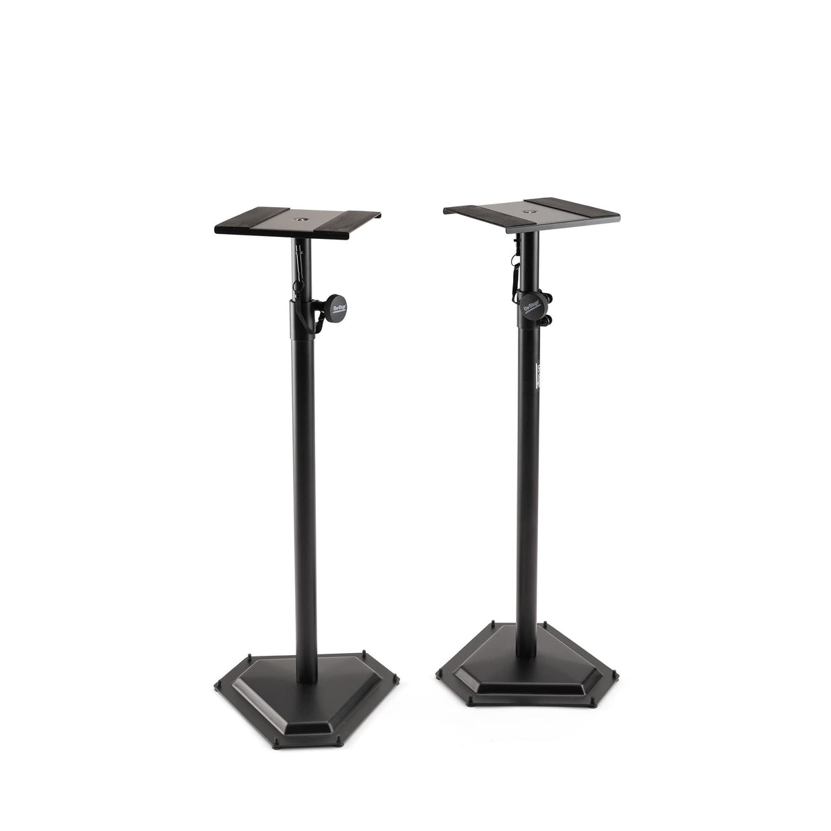On-Stage SMS6600-P Hex-Base Monitor Stands Pair(Height-Adjustable Pedestal Studio Speaker Stands, Locking Pin, Hexagonal Base, Steel Construction, Nonslip Rubber Feet, Optional Floor Spikes, Black)