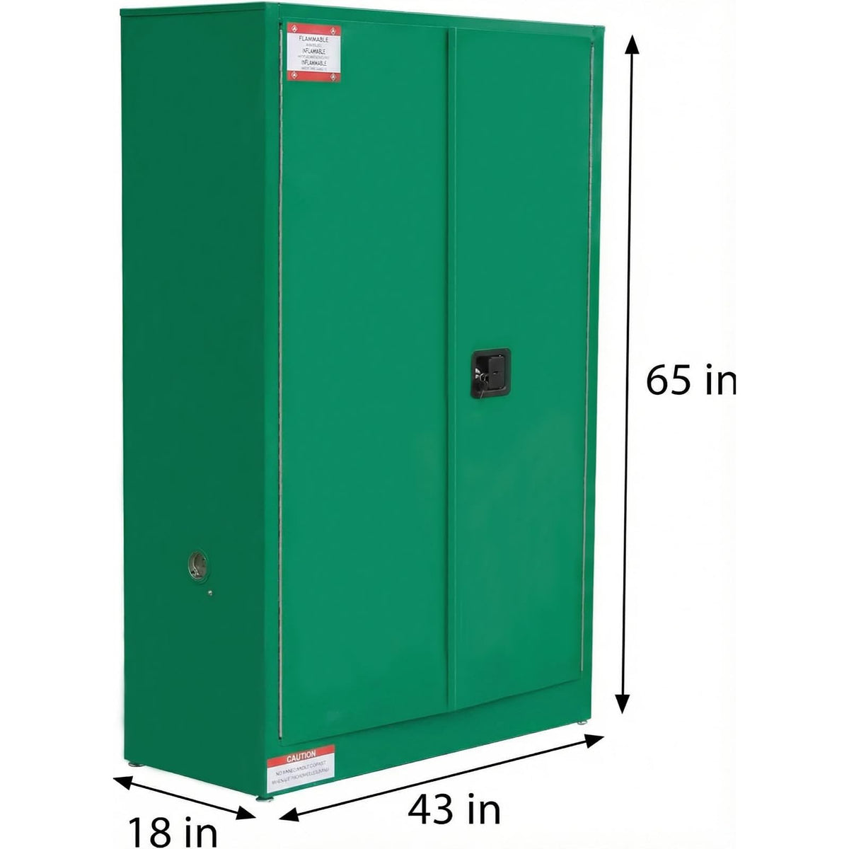 45 Gallon Flammable Safety Cabinet, Industrial Yellow Steel Storage for Flammable Liquids, 2 Adjustable Shelves, Double-Wall Fireproof Cabinet with Manual Close Doors & Vents - Green