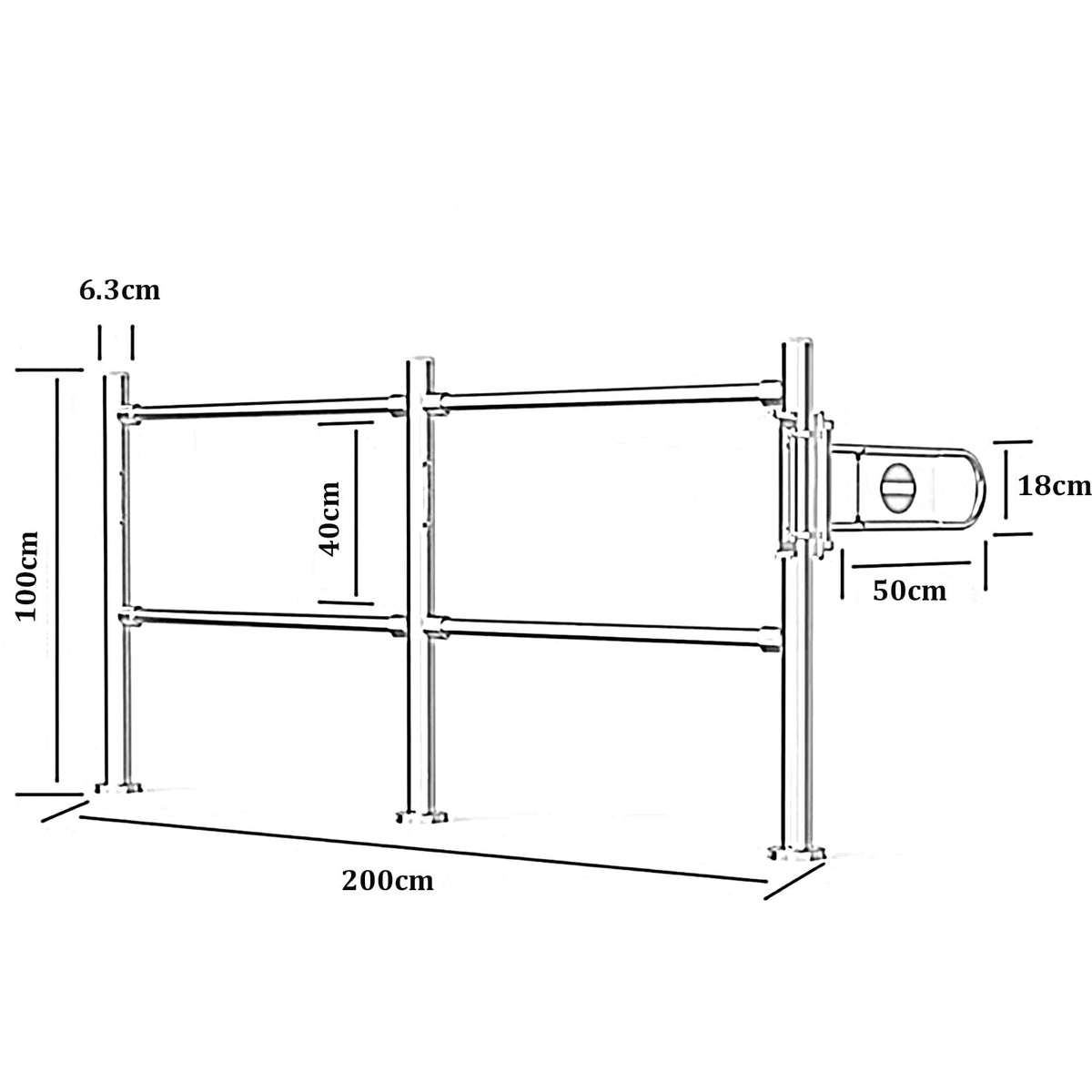 Stainless Steel Supermarket Cashier Counter Safety Gates - 1-Way Pedestrian Access Door Automatic Closing Swing Gate for Libraries (Black 200x100cm 6.3cm)