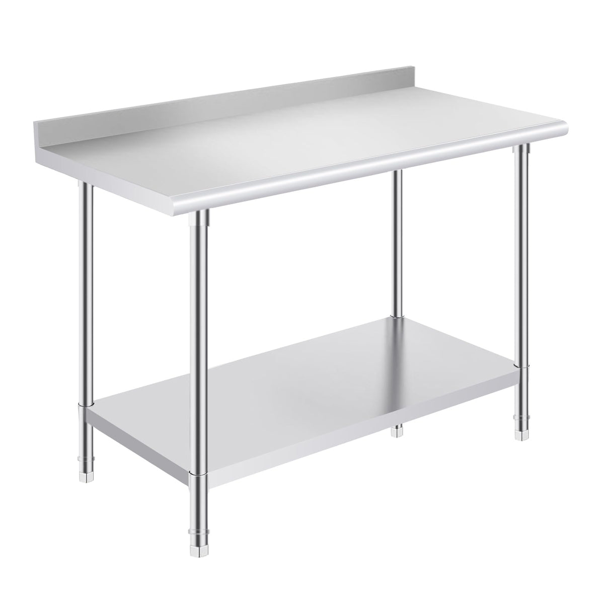 OSTBA Stainless Steel Table for Prep & Work 24x48 Inches with Backsplash, NSF Metal Commercial Heavy Duty Table with Adjustable Undershelf and Foot for Restaurant Kitchen Home and Hotel