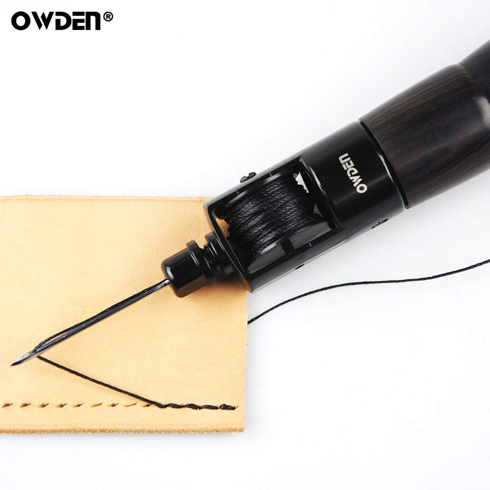 OWDEN Professional Leathercraft Stitch awl tool, Leather Sewing Awl tool for leather,Belt,Canvas,Fabric,Bag repair lockstitch tool set.Speedy Stitcher Professional leather craft tool.(3 Thread Colors)