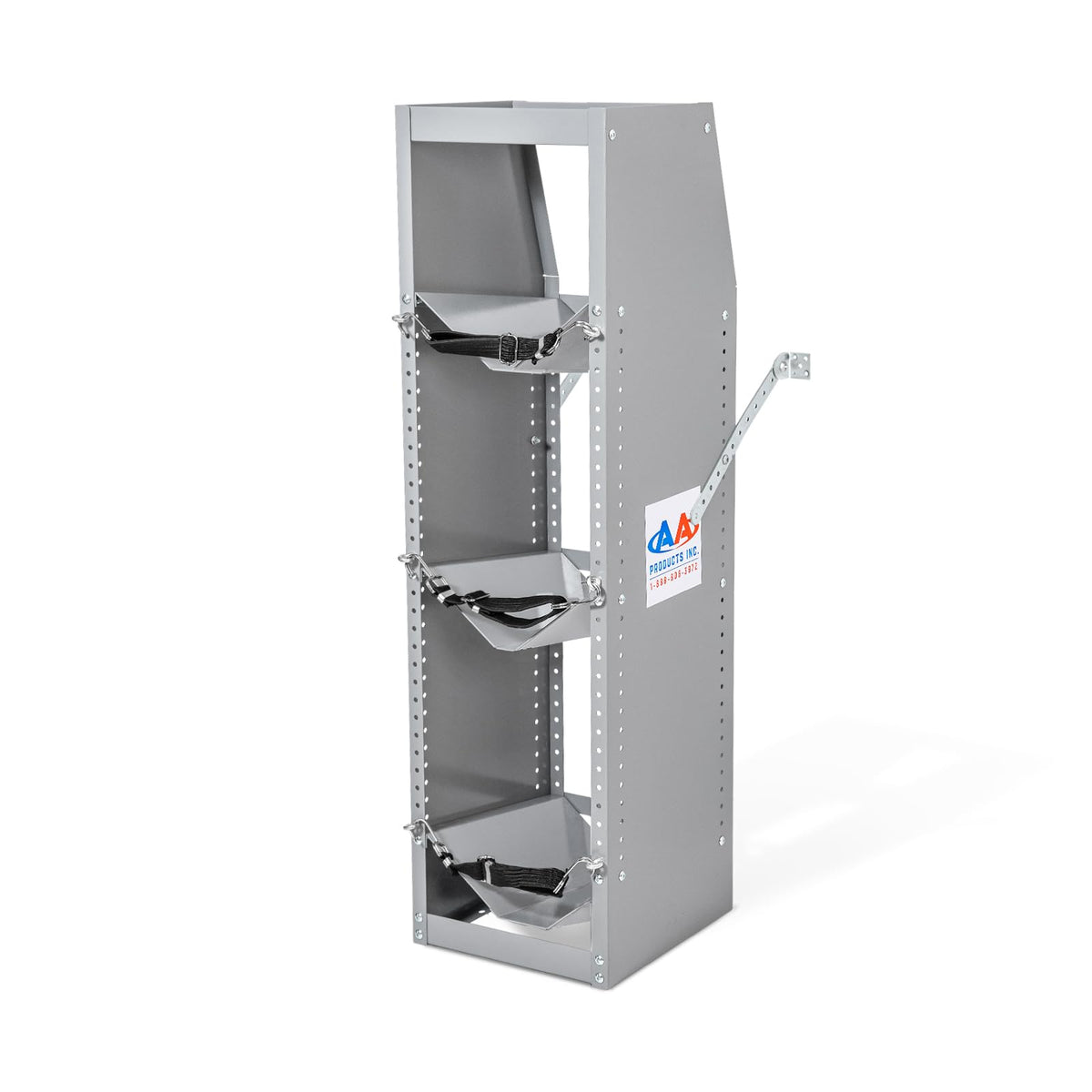 AA Products TR-3-38 Refrigerant Tank Rack Steel Freon Tank Holder Rack Shelving Storage with Top Shelf for Cargo Van, 38" H x 12.2" W x 13" D