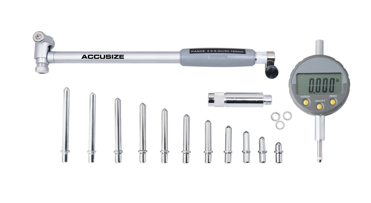 Accusize Industrial Tools 2-6 inch by 0.0005'' Digital Bore Gage, Stem Length 6'', Ee20-5274