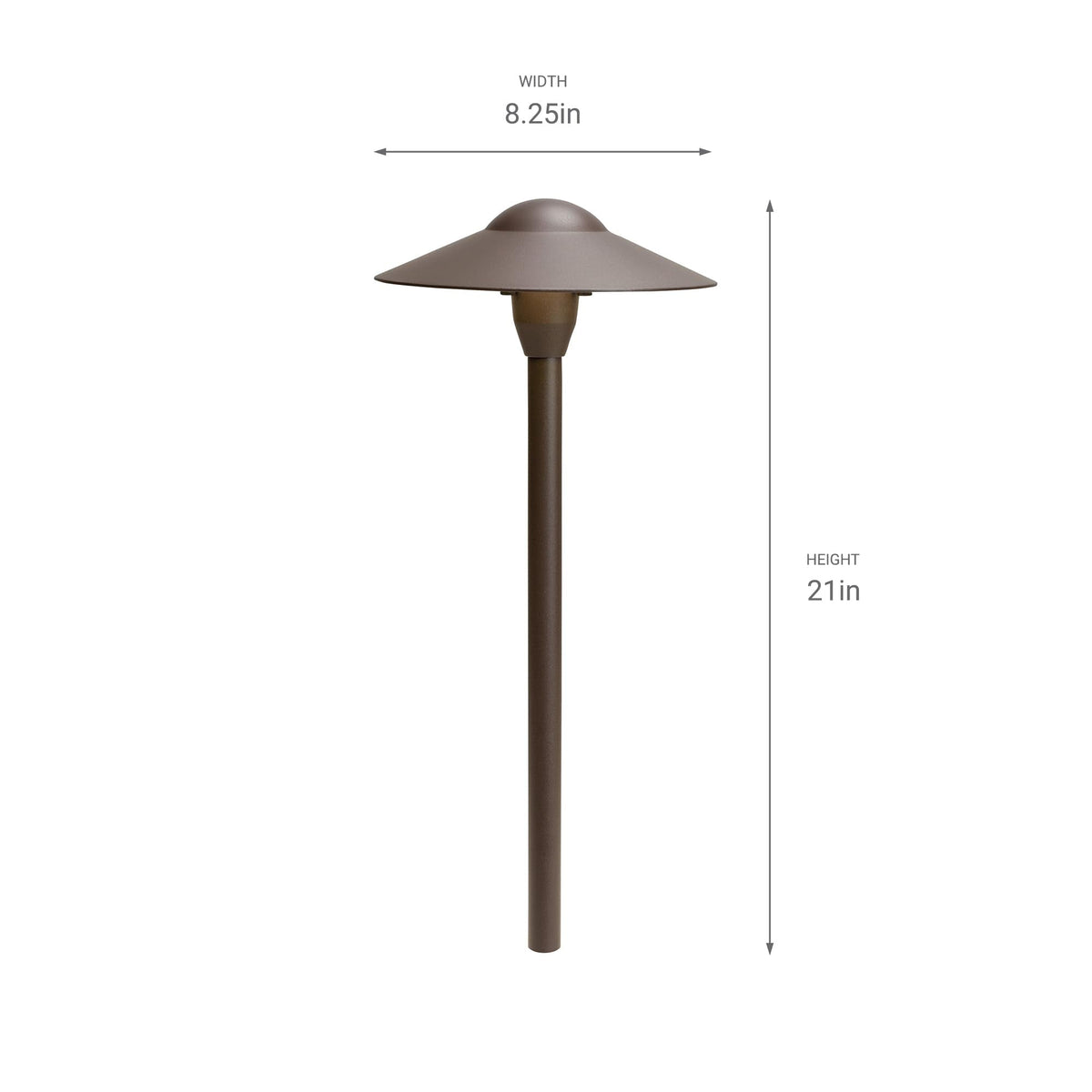 Kichler 8" Outdoor LED Path Light in Textured Architectural Bronze , 12V Adjustable Exterior Dome Light, (8.25" W x 21" H), 15310AZT