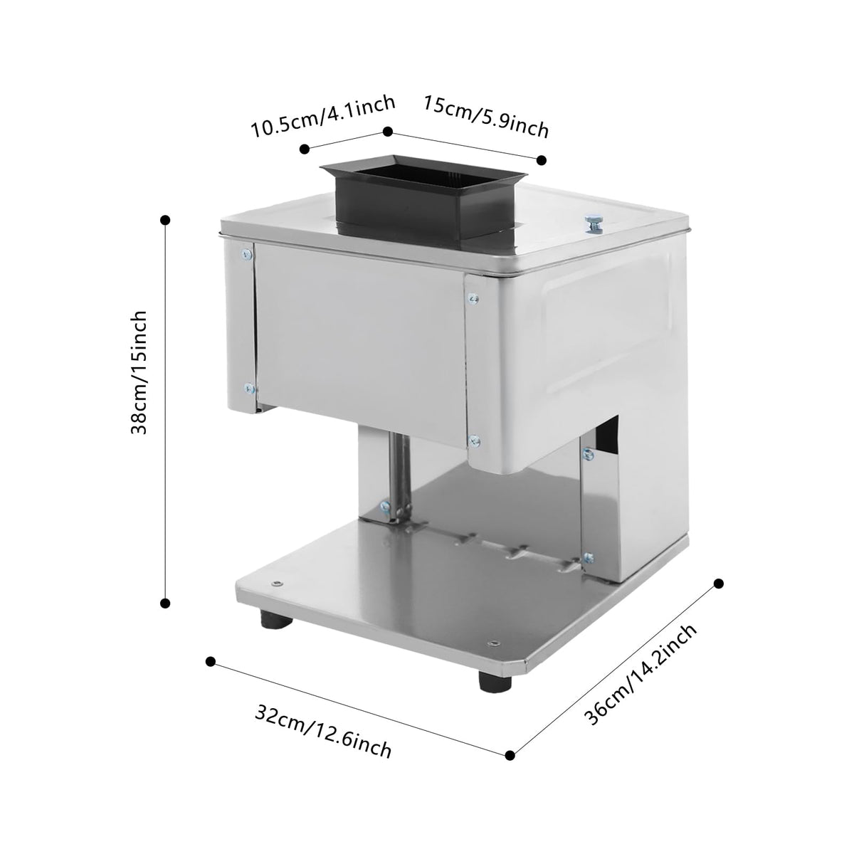 10mm Commercial Meat Silcer 1500W Electric Meat Cutter Machine Heavy Duty Meat Cuber Machine for Beef Turkey Chicken Pork and Fish 330.69Lbs/H (10mm/0.39in)