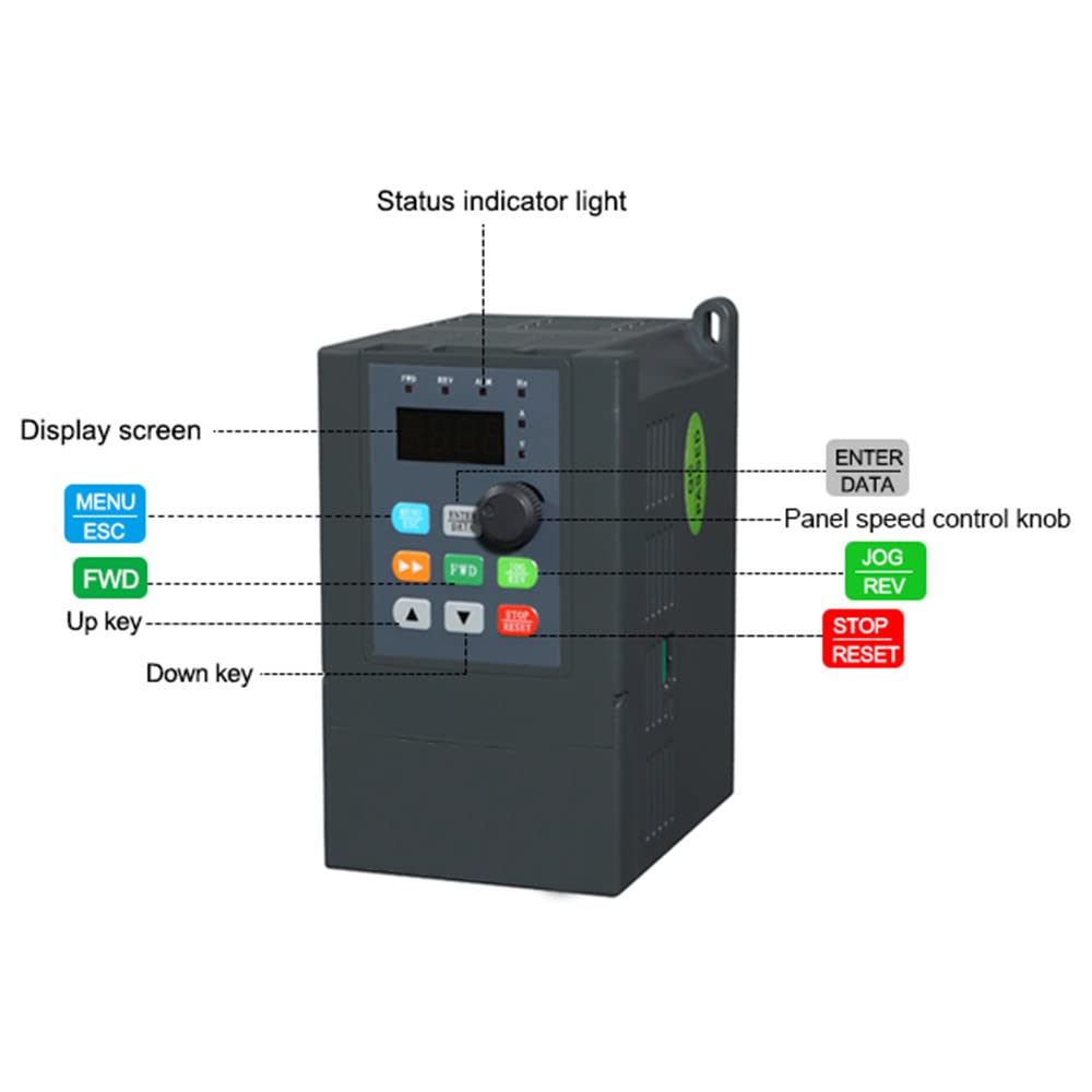 ATO 2hp 1.5kW Single to Three Phase VFD, VFD 220V Input 220V 3 Phase Output 2hp, 220-240V 1 Phase to 3 Phase VFD 7.5A Variable Frequency Drive Inverter for 3-Phase AC Motor Speed Controls
