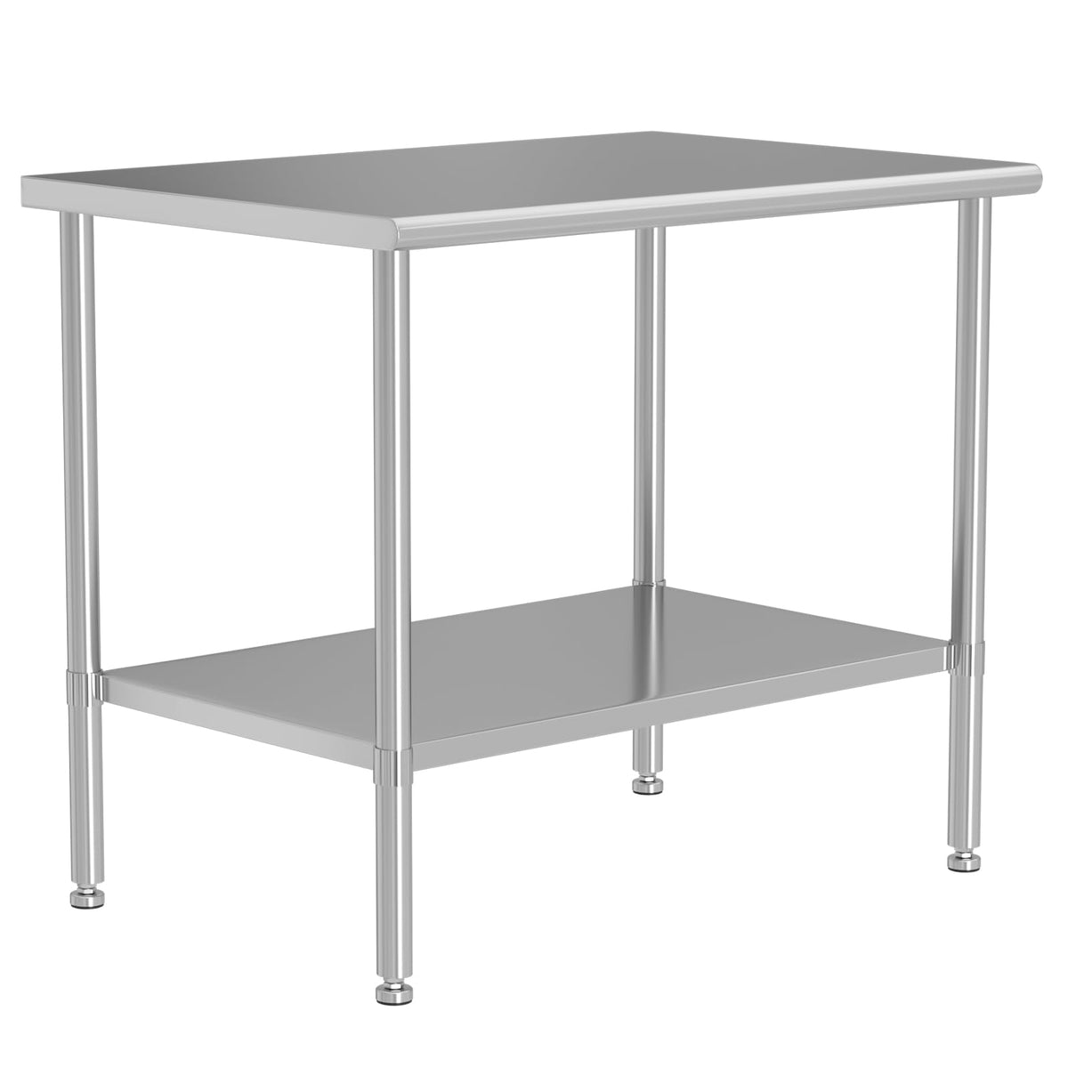 HOCCOT All Stainless Steel Work Table, Heavy Duty Prep Table 30x48 Inch with Stainless Steel Undershelf & Replaceable Feet(Without Casters) Commercial Workstation for Restaurant Kitchen Garage Outdoor