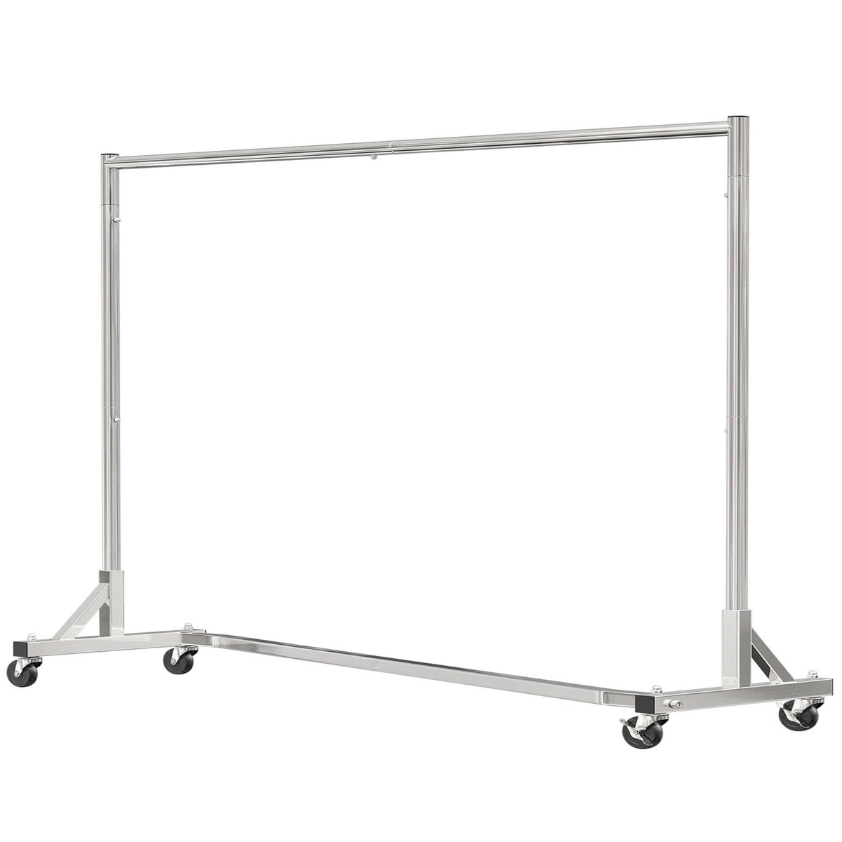 Simple Trending Industrial Grade Z Base 70in extra long Clothes Garment Rack, Commercial Grade Rolling Clothing Rack, Heavy Duty 450lb Load with Wheels, Chrome