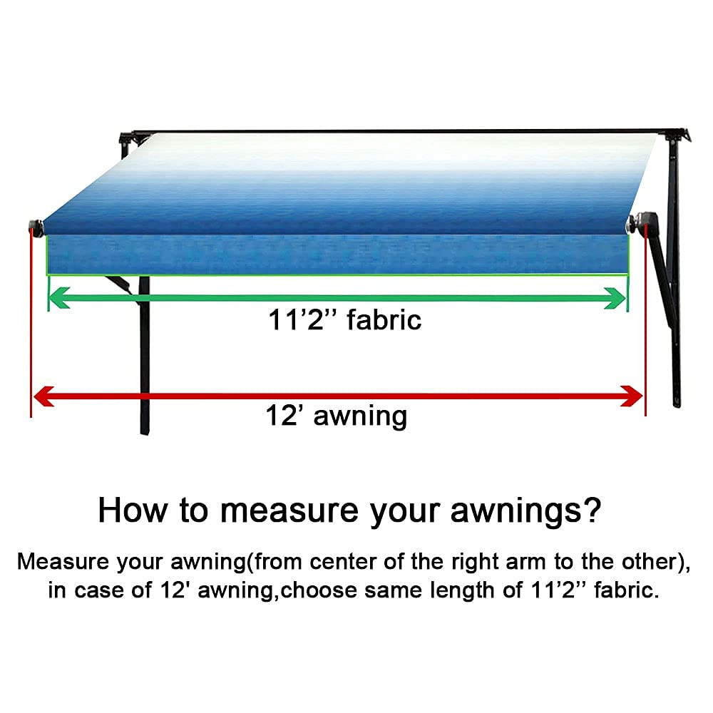 Suncode Premium RV Awning Fabric Replacement, Heavy-Duty Waterproof Vinyl Canopy, Universal Fit for Camper Trailer Motorhome, 12'(Fabric 11'2") Burgundy Fade