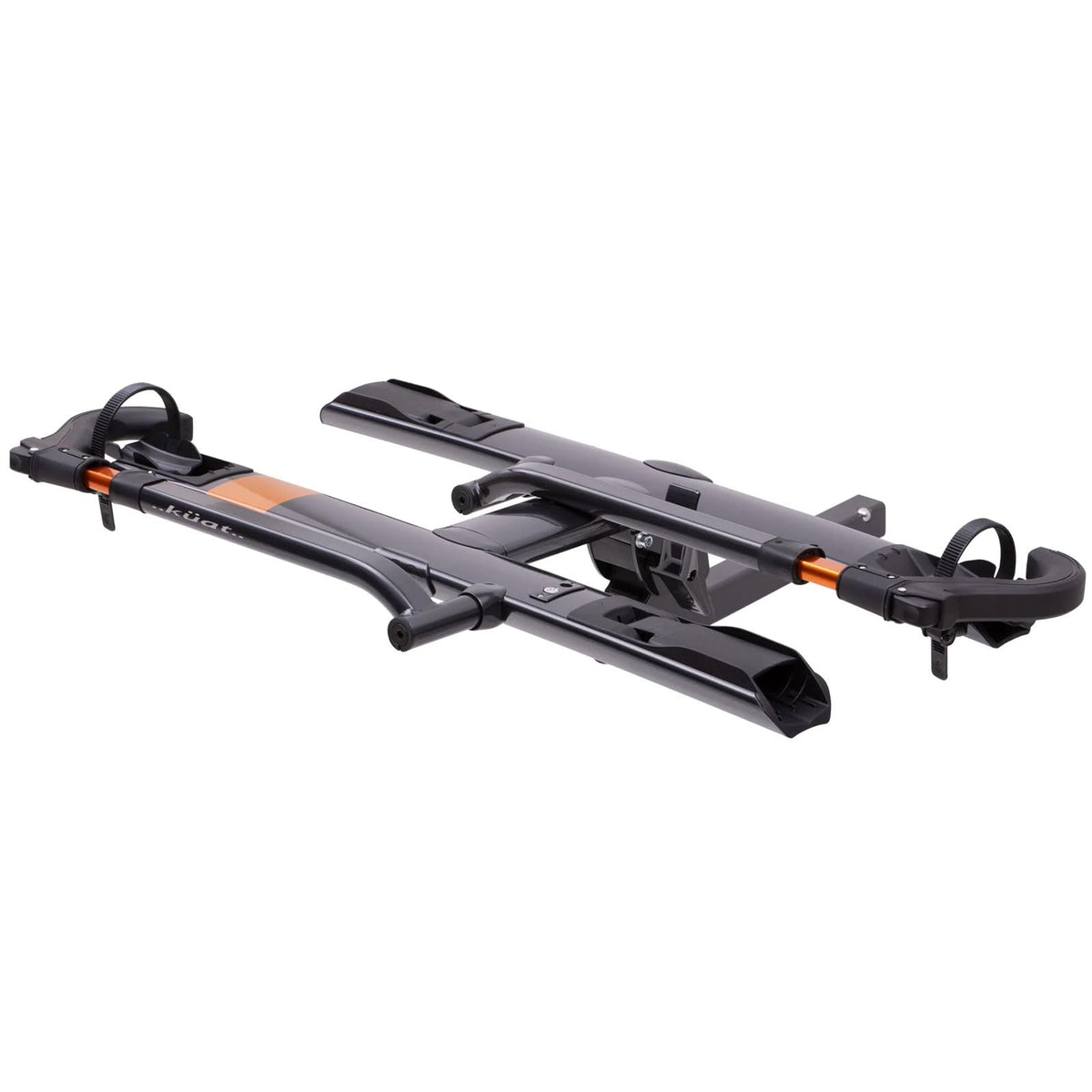 KUAT Sherpa 2.0 Durable Lightweight Aluminum Compact 2 Bike Transporting Hitch Rack with Cable Lock & Foldable Tire Cradles | Capacity - 40 Lbs per Tray, Gray Metallic & Orange Anodize, 2"