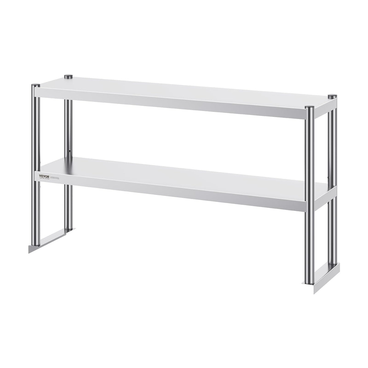 VEVOR Double Tier Stainless Steel Overshelf, 12 x 72 Inch Double Deck Height Adjustable Prep Work Table for Kitchen, Restaurant and Workshop