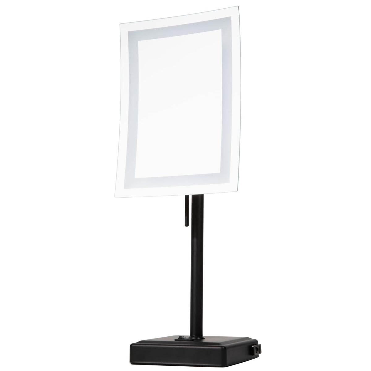 JERDON Lighted Tabletop Magnifying Mirror - Black Makeup Mirror with 5X Magnification and LED Lights - Model JRT910BKL