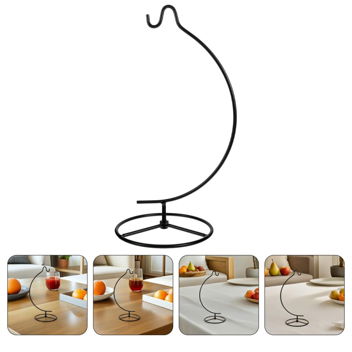 POPETPOP 2pcs Moon-shaped Hanging Ornament Display Holder Metal Iron Air Plant Terrarium Rack Wire Hook Stand for Indoor Home Décor