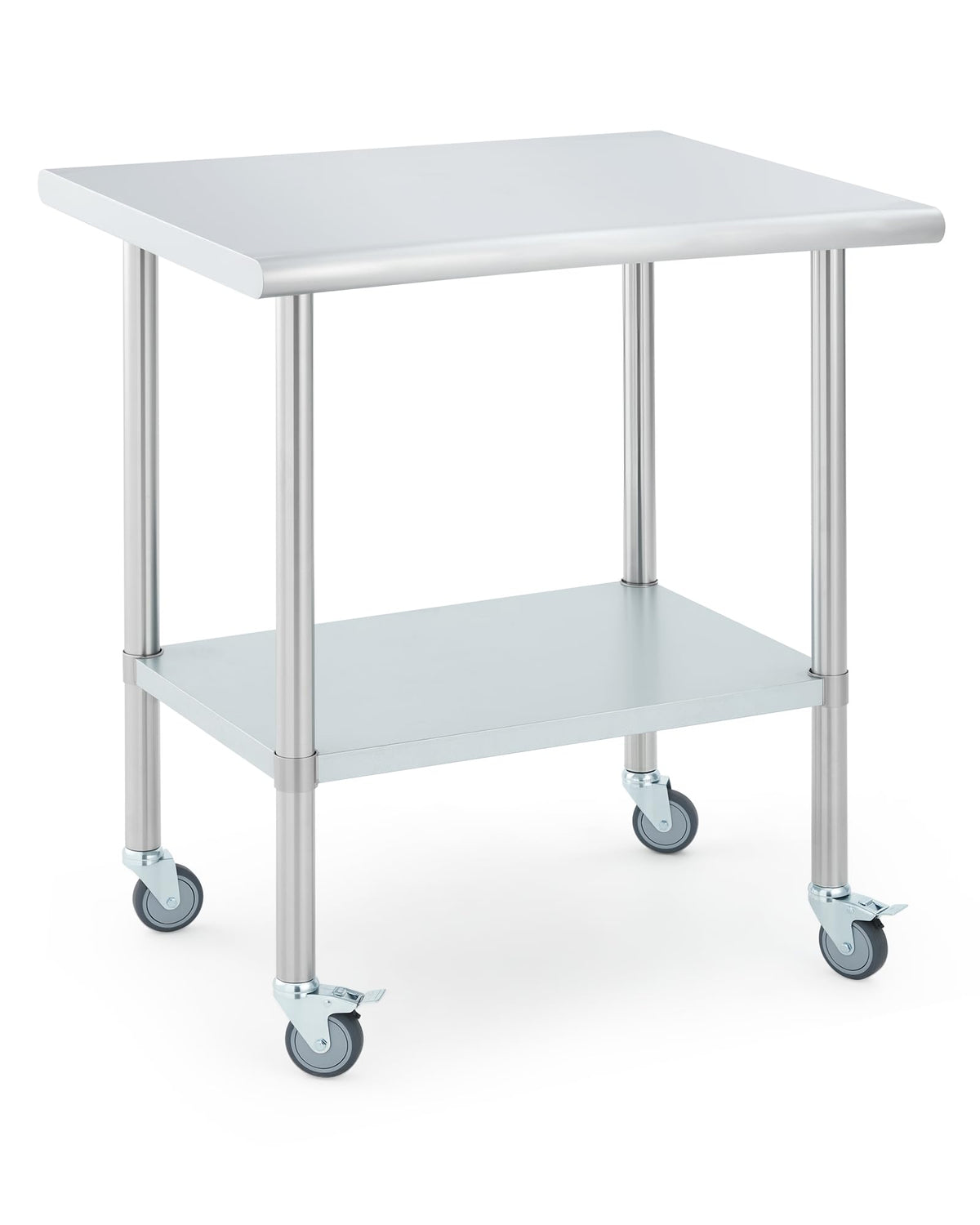 Garvee Stainless Steel Prep Table 24x30 Inch, Commercial Kitchen Worktable with 4 Caster Wheels and Adjustable Undershelf, Heavy Duty Metal Food Prep Table for Restaurant Garage Outdoor Works