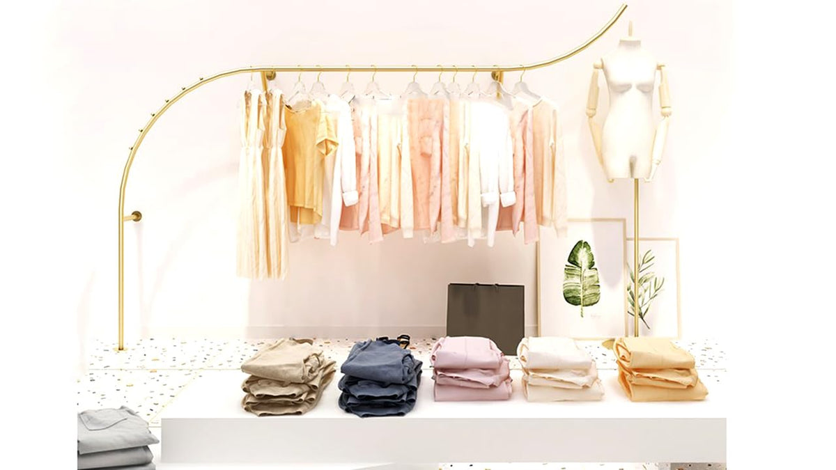 ZICHOUYING Hanging Clothes Rack,Pipe Metal Retail Display Rack Boutique Supplies Coat Rack Store Shirt Clothing Garment Rack Laundry Room Decor