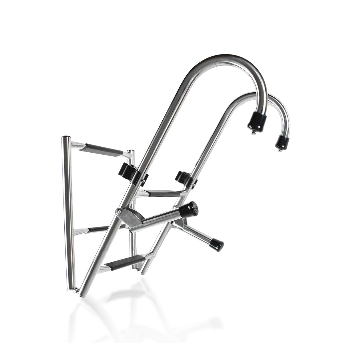 MARINE CITY Stainless Steel Anti-Slip 2+2 Step Folding Telescoping Dock Ladder - Ideal for Marines, Boats, Yachts, Swimming Pools