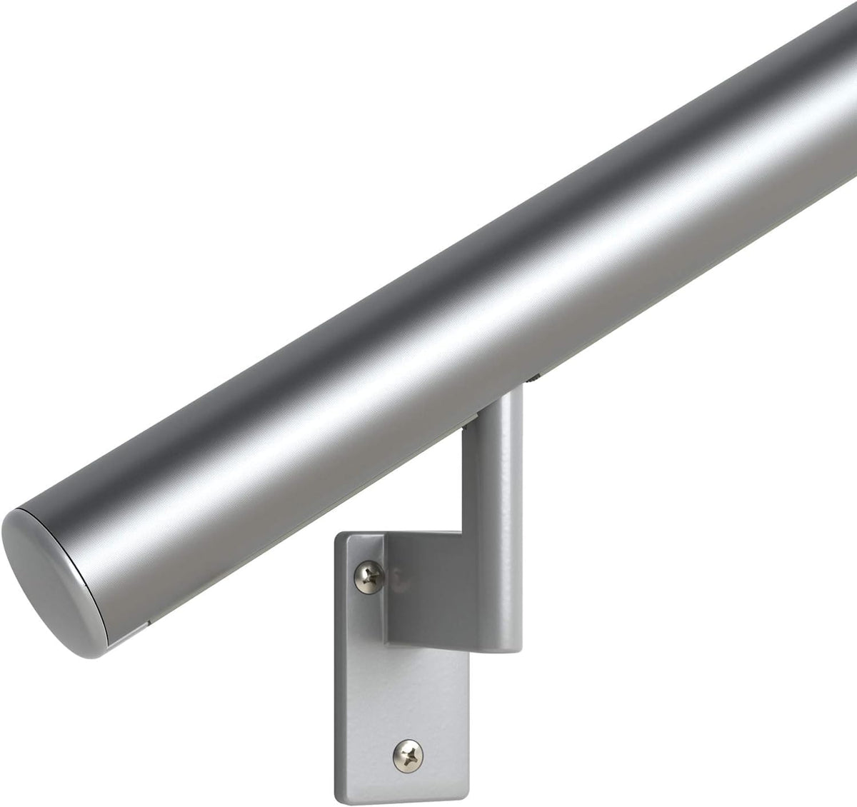 Promenaid - 3ft Flush Handrail Kit Sliver Finish Complete Indoor/Outdoor Handrail for Stairs with ADA Wall Return Kit Flush Endcap Replacement