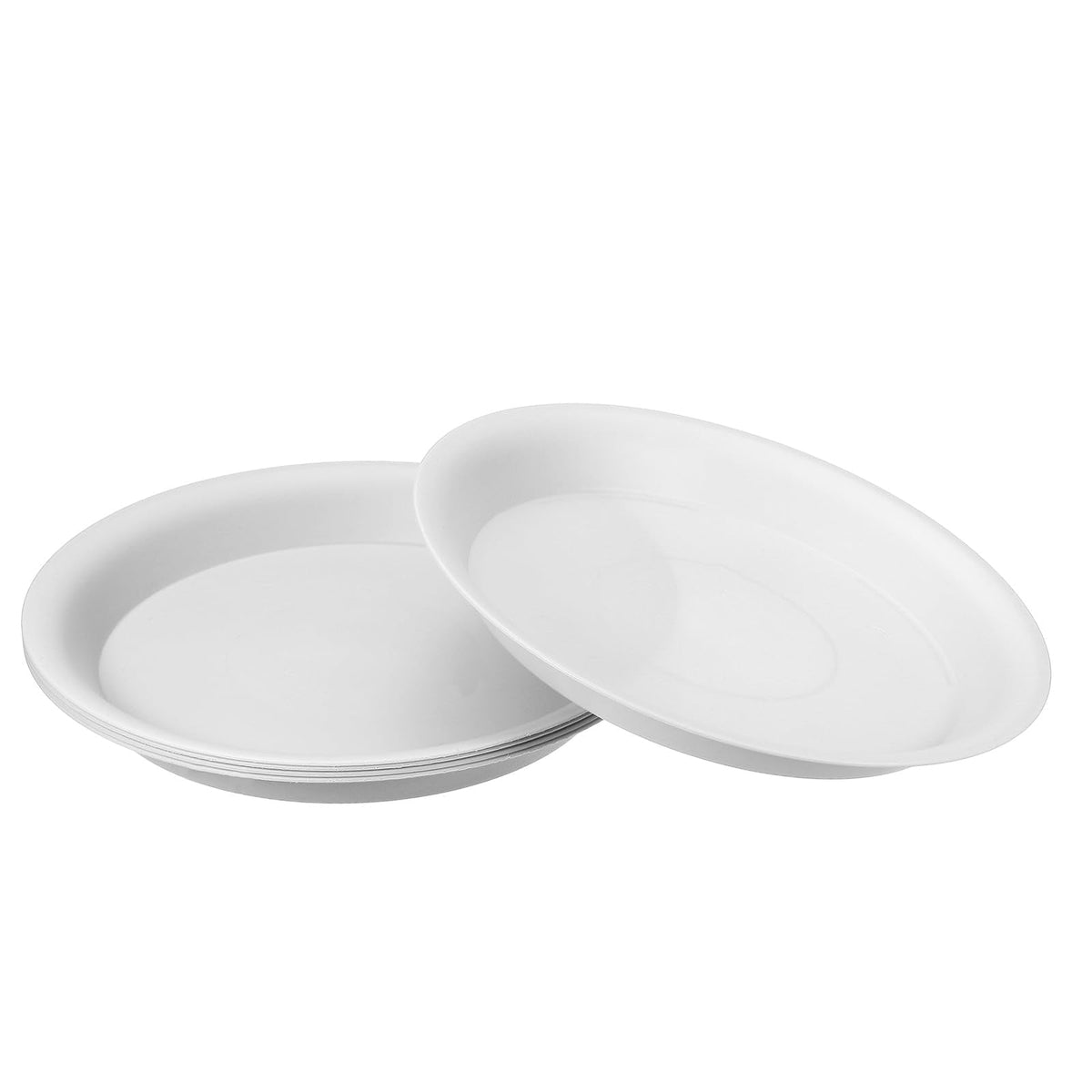 PATIKIL 10 Inch Plant Saucer Tray, 5 Pack Plastic Drip Tray Round Collects Excess Water Flower Pot Drainage Trays for Heavy Indoor Outdoor Pan, White
