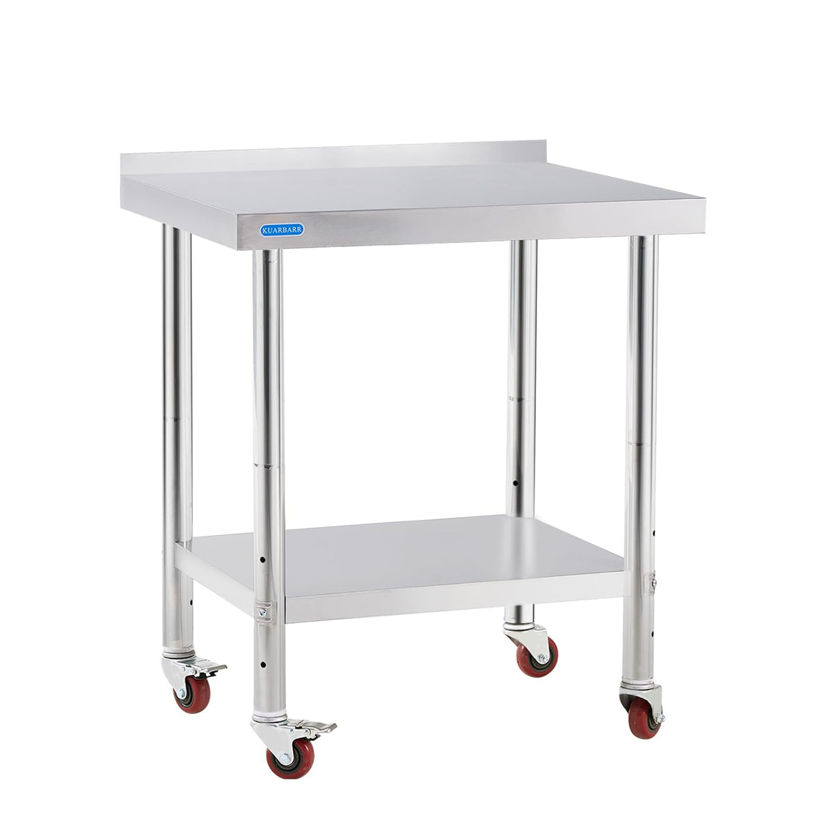 KUARBARR Stainless Steel Table for Prep & Work with 4 Caster Wheels with Backsplash 24 x 30 NSF Metal Commercial Kitchen Adjustable Under Shelf Worktable for Restaurant Home Outdoor