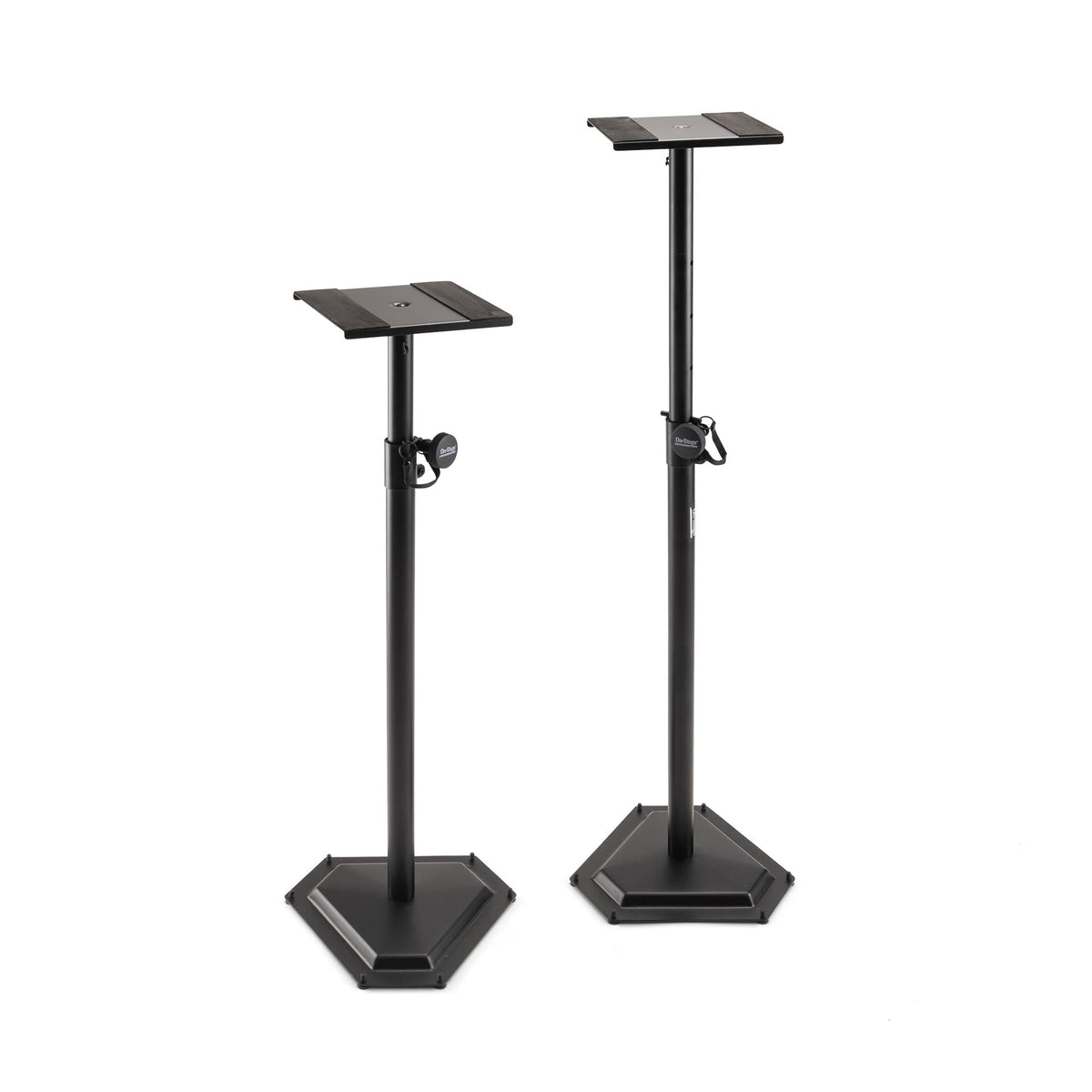 On-Stage SMS6600-P Hex-Base Monitor Stands Pair(Height-Adjustable Pedestal Studio Speaker Stands, Locking Pin, Hexagonal Base, Steel Construction, Nonslip Rubber Feet, Optional Floor Spikes, Black)
