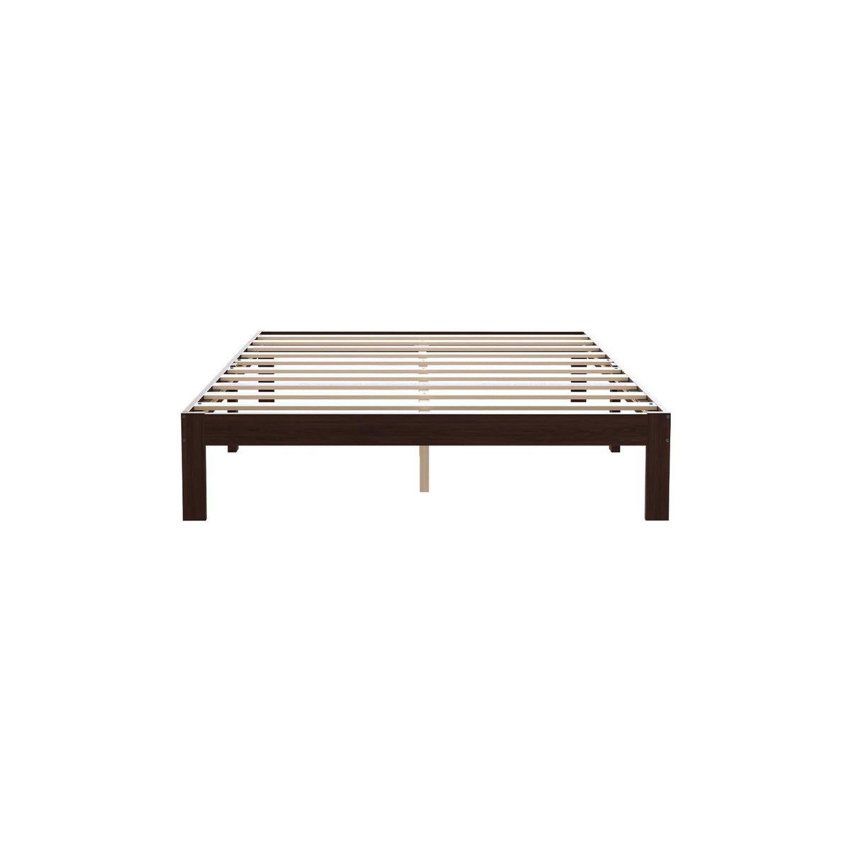 Novilla 12 Inch Wooden Queen Bed Frame, Classic Solid Wood Platform Bed Frame Queen Size, Sturdy Wood Slat Support, No Box Spring Needed, Easy Assembly, Walnut