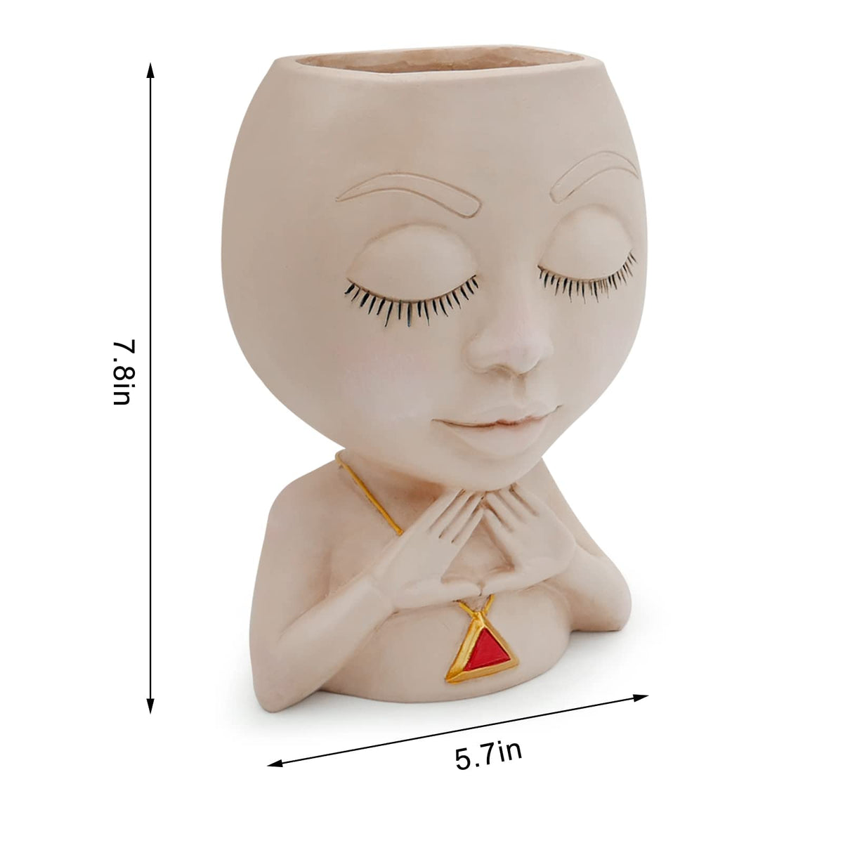 Face Planter Pot Cute Resin Flower Head Planters for Indoor Outdoor Closed Eyes Succulent Pots Gift IdeaI for Mother and Appreciation Christmas with Drainage Hole