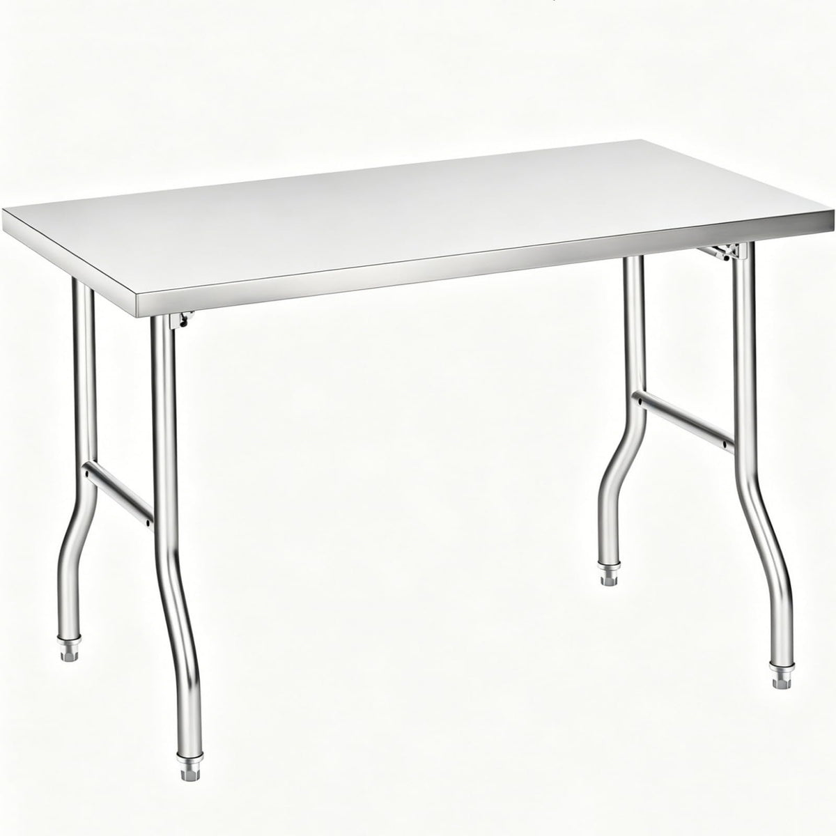 Foldable Stainless Steel Table 48x30 Inch, 1-Tier Portable Workstation, Commercial & Utility Table for Kitchen Prep, Catering, Garage, Workshop and Home Use, 600 LB Capacity