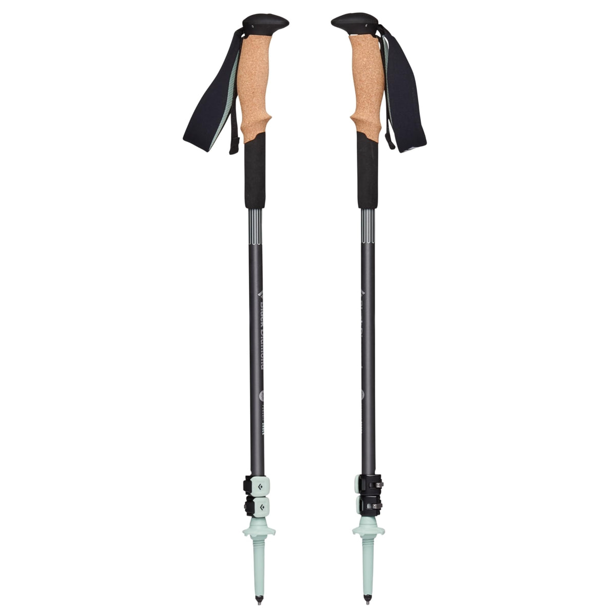 BLACK DIAMOND Pursuit Shock Trekking Poles (Pair)| Shock-Absorbing Design | Adjustable Aluminum | for Hiking & Backpacking | Steel Grey-Foam Green
