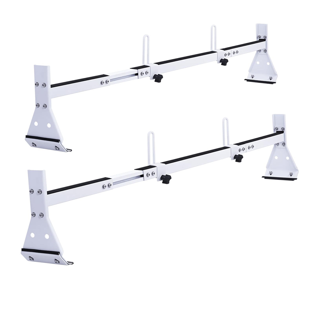 LMYYGOO Universal Van Ladder Rack, Adjustable 57"-63" for Chevy Express 1500 2500 3500 Ford Econoline GMC Savana Full-Size, 5-Section Stable Frame, 800 lb Capacity, Fits Rain Gutter Vans
